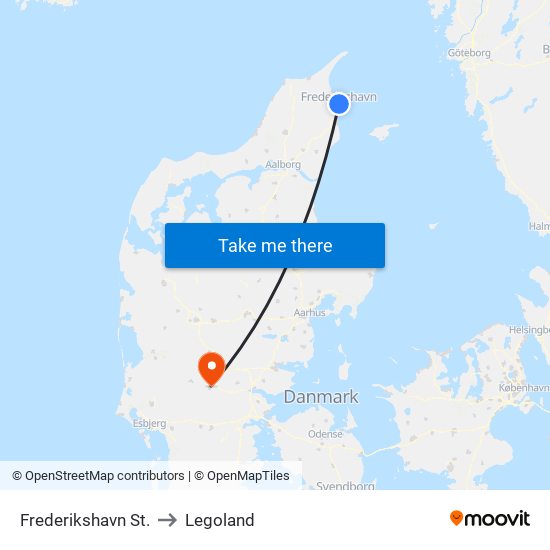 Frederikshavn St. to Legoland map