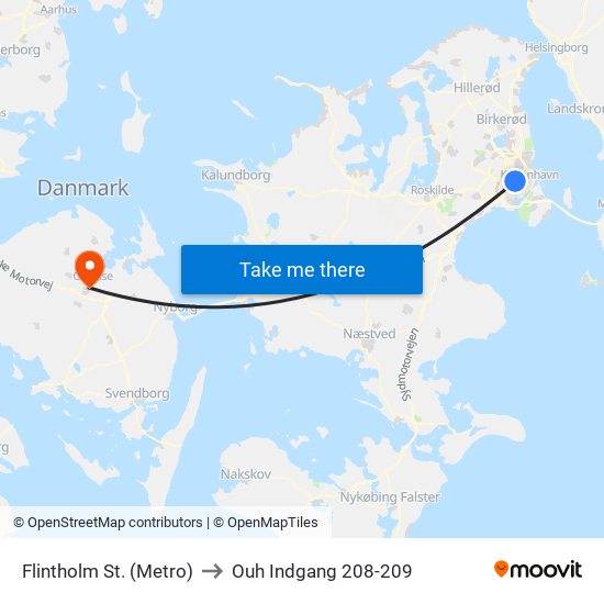 Flintholm St. (Metro) to Ouh Indgang 208-209 map