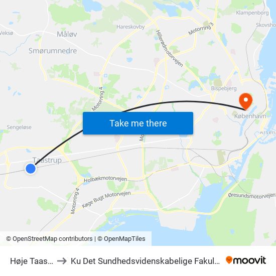 Høje Taastrup St. to Ku Det Sundhedsvidenskabelige Fakultet - Panum Instituttet map