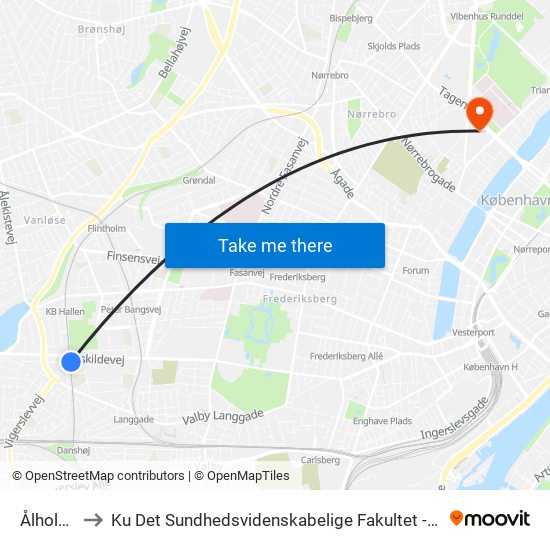 Ålholm St. to Ku Det Sundhedsvidenskabelige Fakultet - Panum Instituttet map