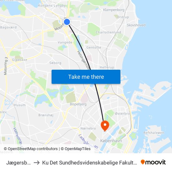 Jægersborg St. to Ku Det Sundhedsvidenskabelige Fakultet - Panum Instituttet map