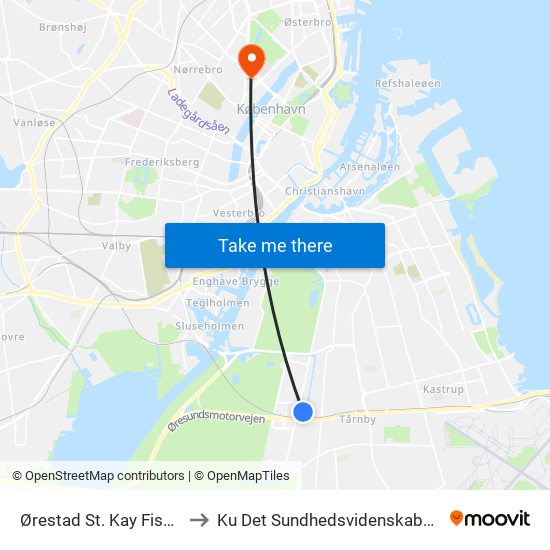 Ørestad St. Kay Fiskers Plads (Ørestad St.) to Ku Det Sundhedsvidenskabelige Fakultet - Panum Instituttet map