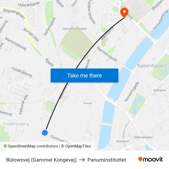 Bülowsvej (Gammel Kongevej) to Panuminstituttet map