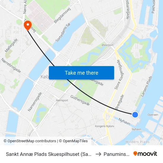 Sankt Annæ Plads Skuespilhuset (Sankt Annæ Plads) to Panuminstituttet map