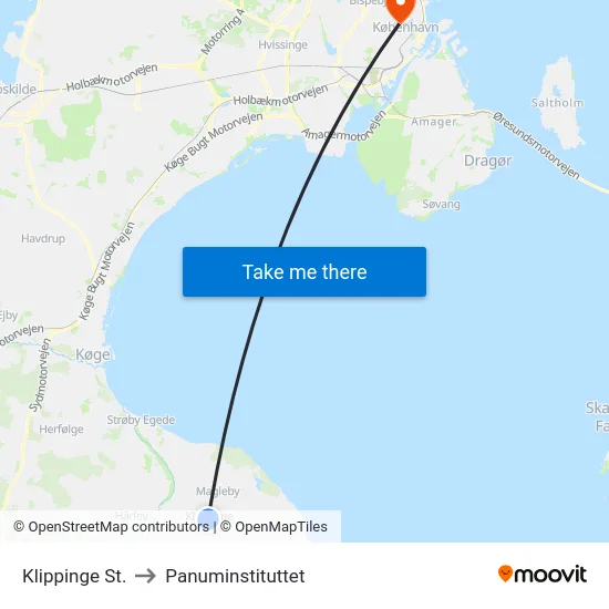 Klippinge St. to Panuminstituttet map