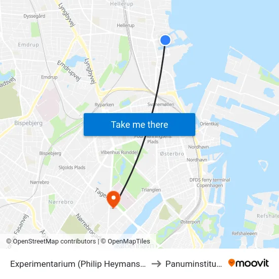 Experimentarium (Philip Heymans Allè) to Panuminstituttet map