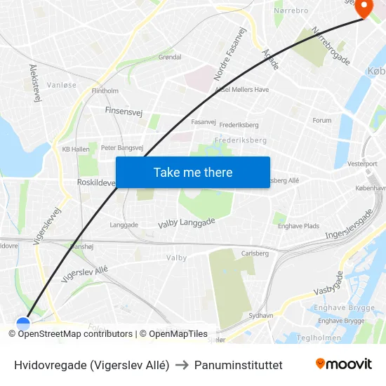 Hvidovregade (Vigerslev Allé) to Panuminstituttet map