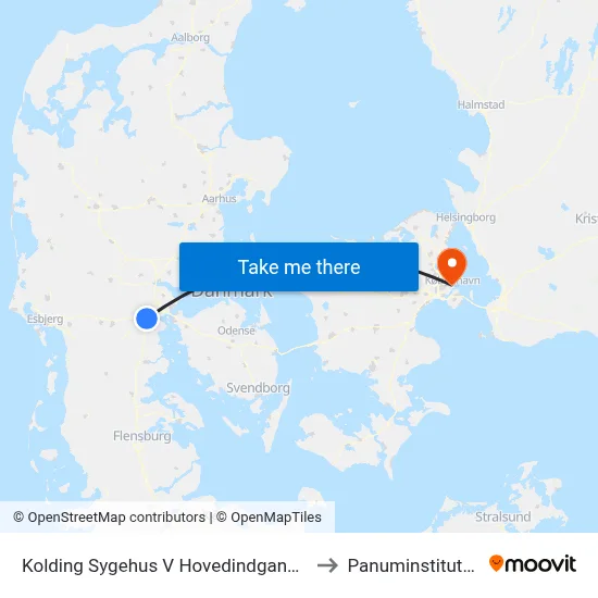 Kolding Sygehus V Hovedindgangen to Panuminstituttet map
