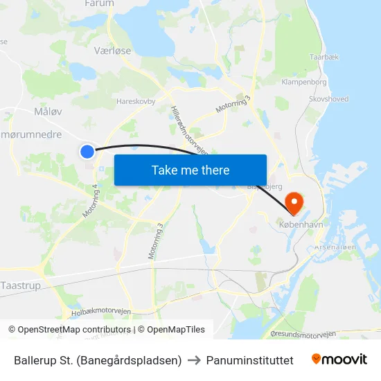 Ballerup St. (Banegårdspladsen) to Panuminstituttet map