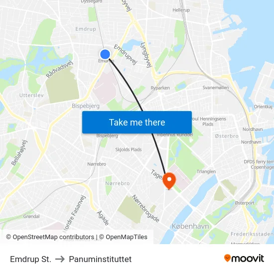 Emdrup St. to Panuminstituttet map