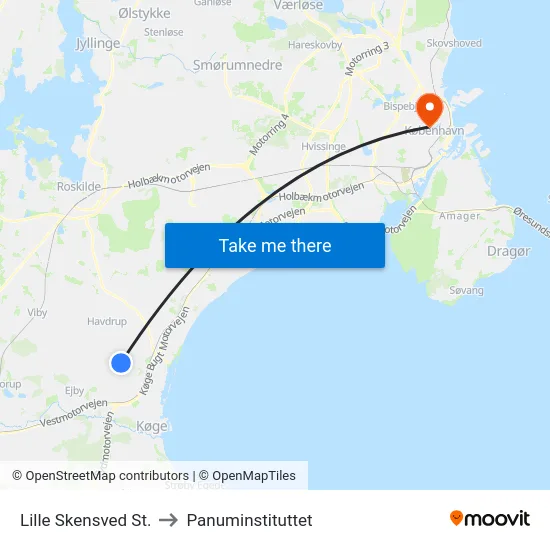 Lille Skensved St. to Panuminstituttet map
