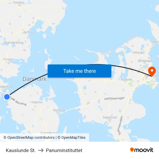 Kauslunde St. to Panuminstituttet map