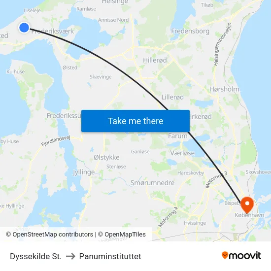Dyssekilde St. to Panuminstituttet map
