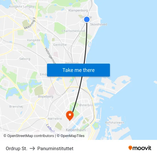 Ordrup St. to Panuminstituttet map