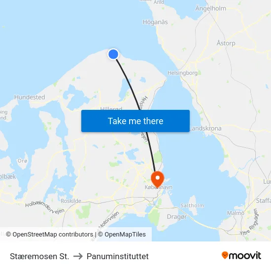 Stæremosen St. to Panuminstituttet map