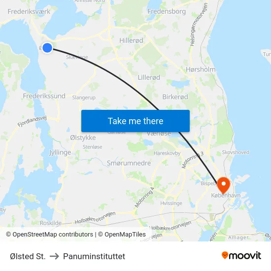 Ølsted St. to Panuminstituttet map
