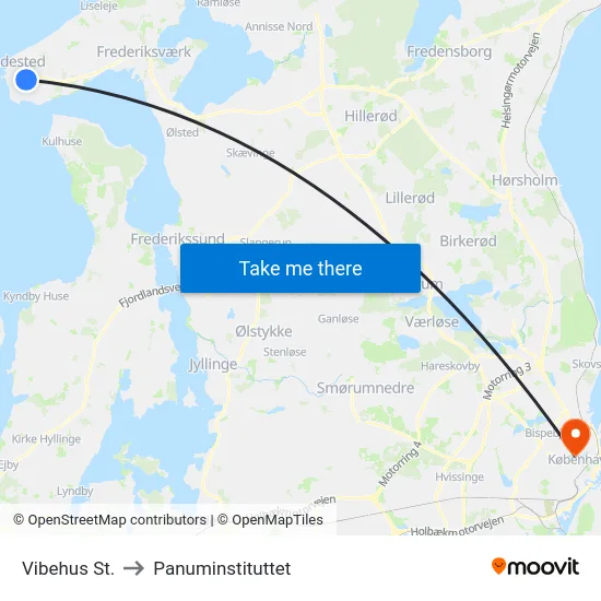 Vibehus St. to Panuminstituttet map