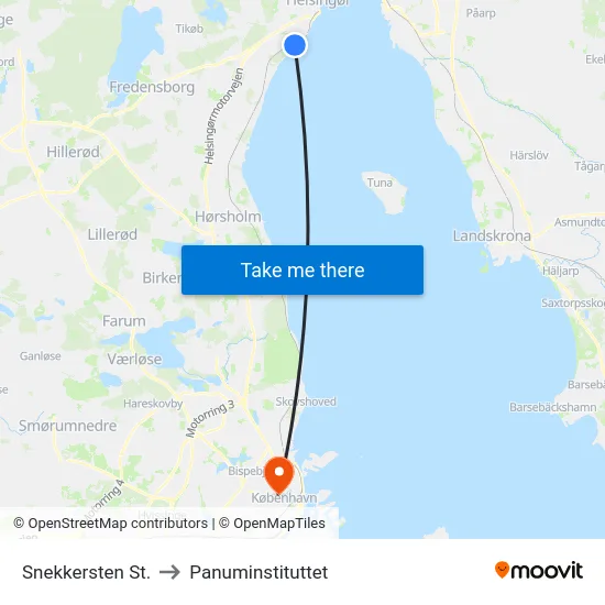 Snekkersten St. to Panuminstituttet map