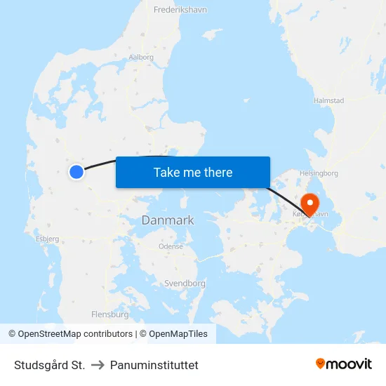 Studsgård St. to Panuminstituttet map