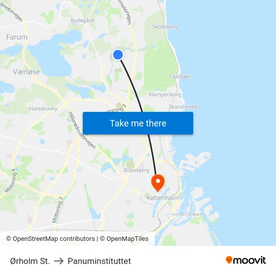 Ørholm St. to Panuminstituttet map