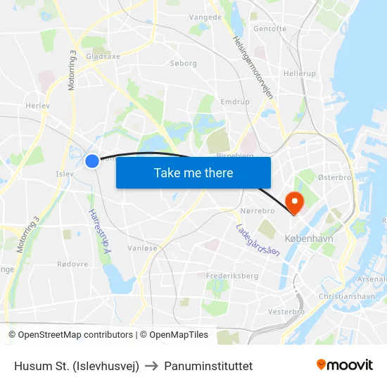 Husum St. (Islevhusvej) to Panuminstituttet map
