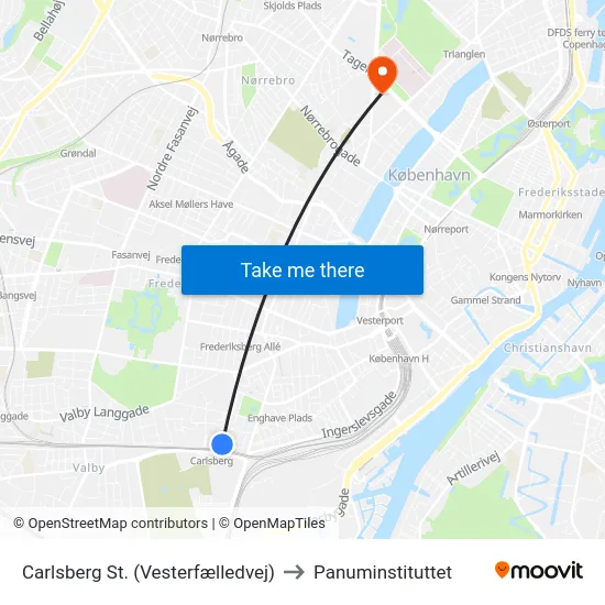 Carlsberg St. (Vesterfælledvej) to Panuminstituttet map