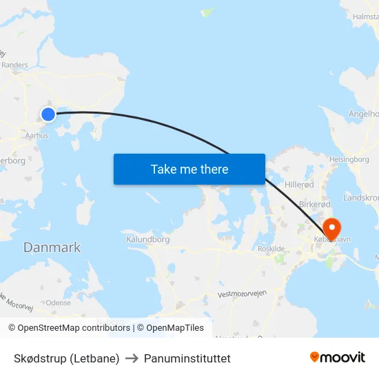 Skødstrup (Letbane) to Panuminstituttet map