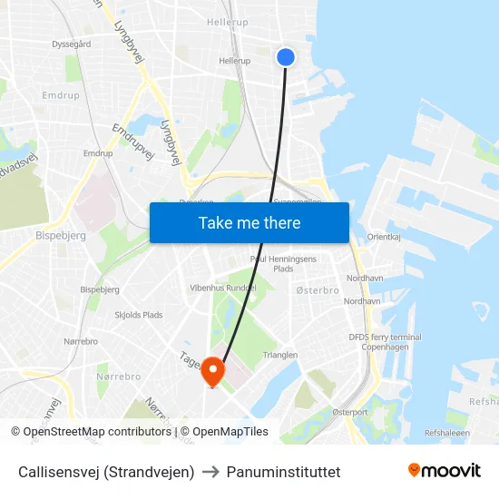 Callisensvej (Strandvejen) to Panuminstituttet map