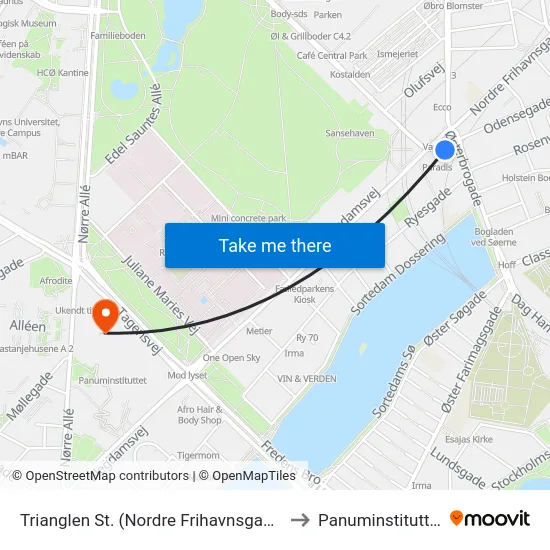 Trianglen St. (Nordre Frihavnsgade) to Panuminstituttet map