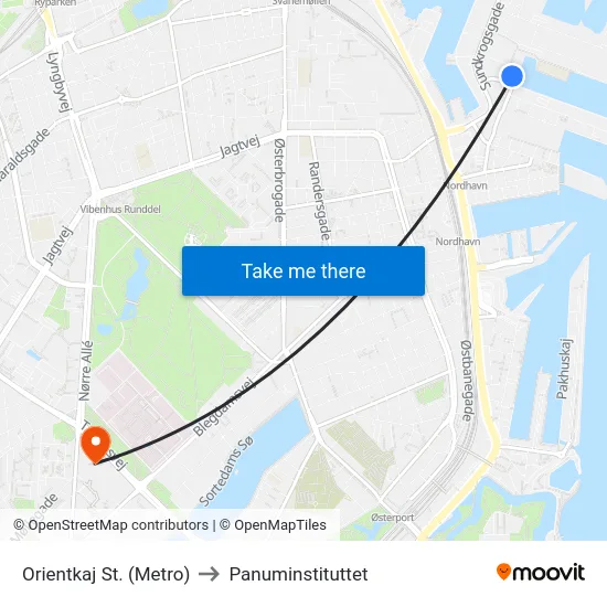 Orientkaj St. (Metro) to Panuminstituttet map