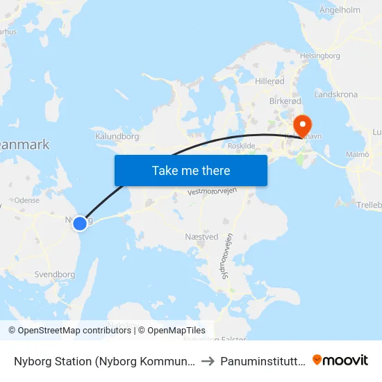 Nyborg Station (Nyborg Kommune) to Panuminstituttet map