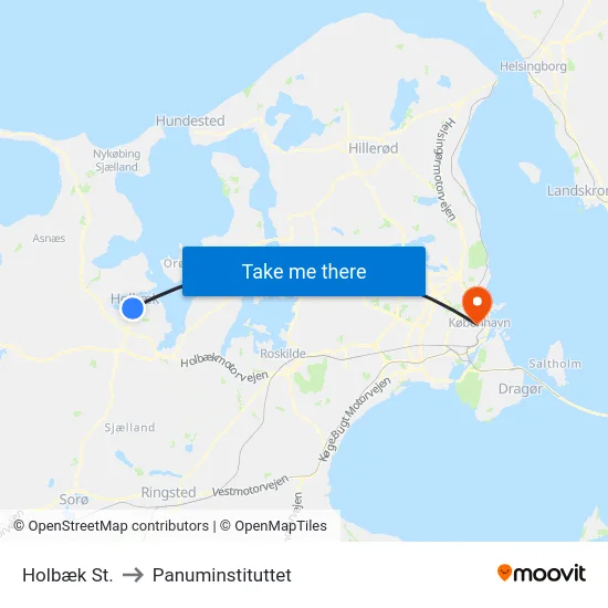 Holbæk St. to Panuminstituttet map