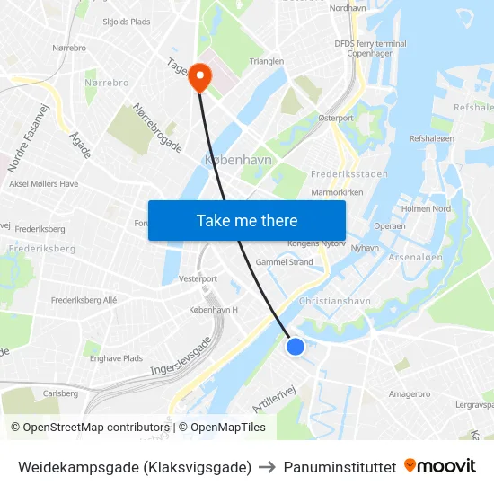 Weidekampsgade (Klaksvigsgade) to Panuminstituttet map