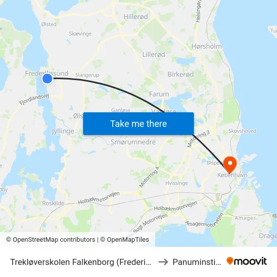 Trekløverskolen Falkenborg (Frederiksborggade) to Panuminstituttet map