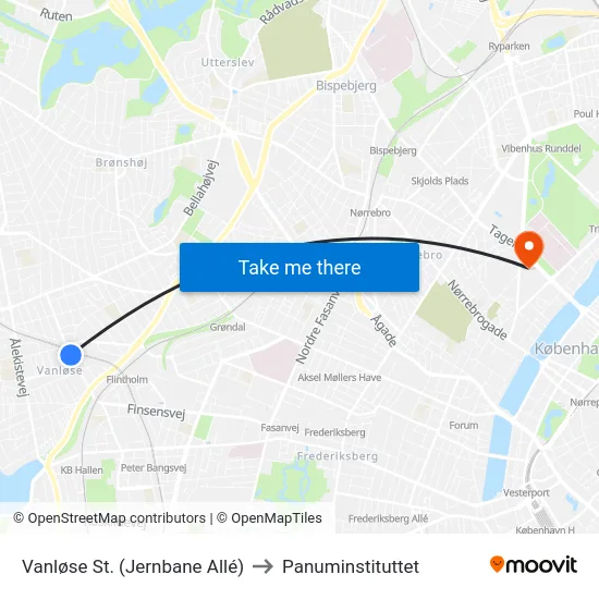 Vanløse St. (Jernbane Allé) to Panuminstituttet map