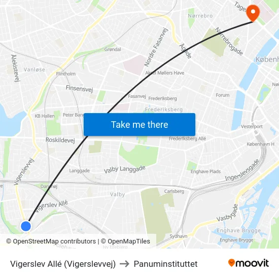 Vigerslev Allé (Vigerslevvej) to Panuminstituttet map