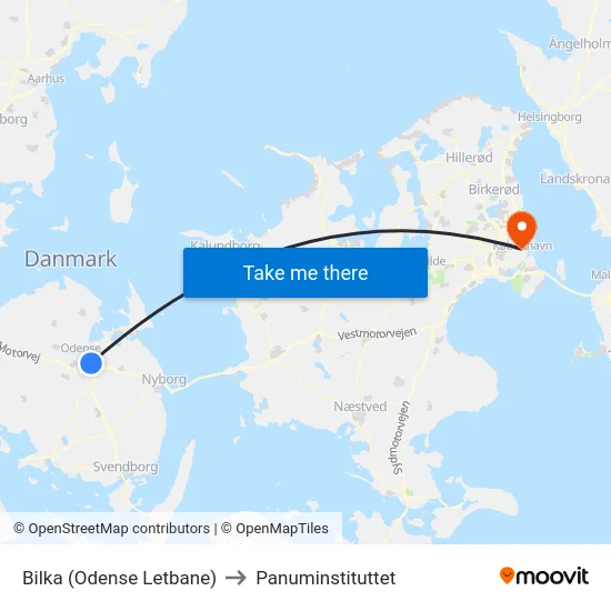 Bilka (Odense Letbane) to Panuminstituttet map