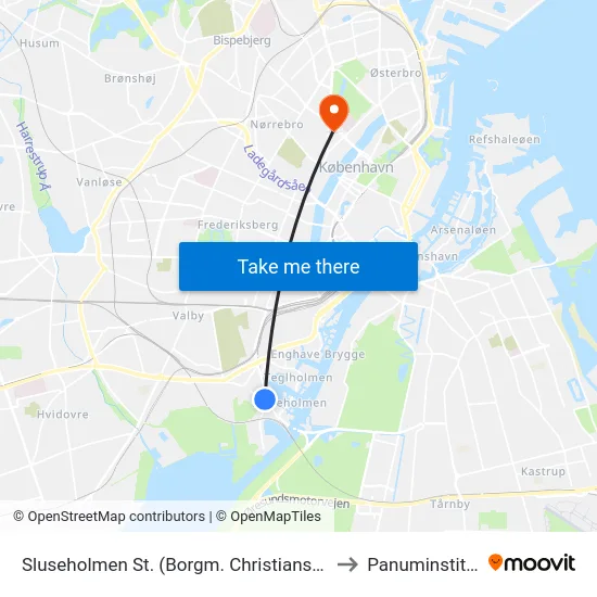 Sluseholmen St. (Borgm. Christiansens Gade) to Panuminstituttet map