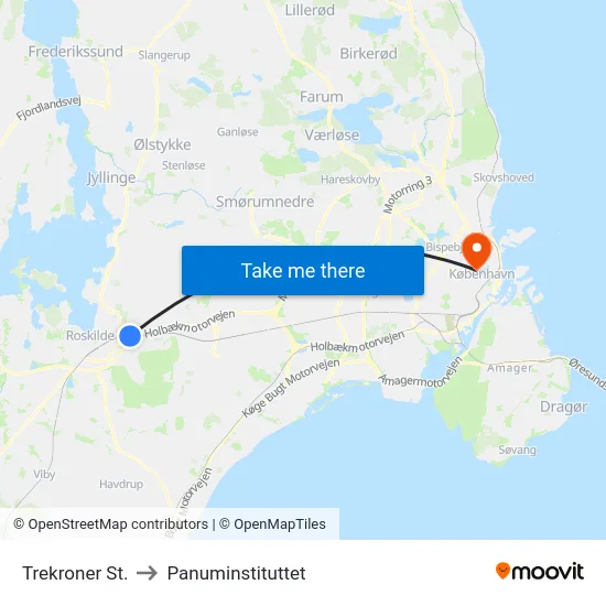 Trekroner St. to Panuminstituttet map