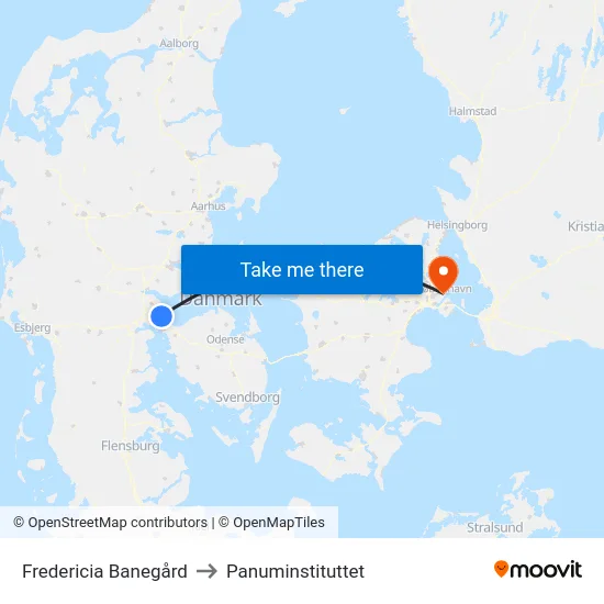 Fredericia Banegård to Panuminstituttet map