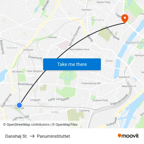Danshøj St. to Panuminstituttet map