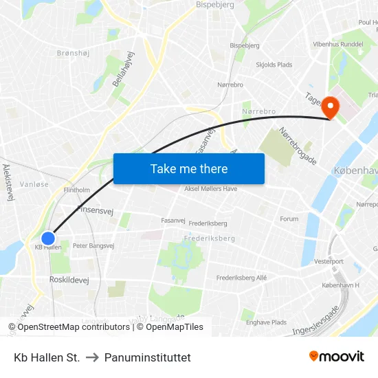 Kb Hallen St. to Panuminstituttet map