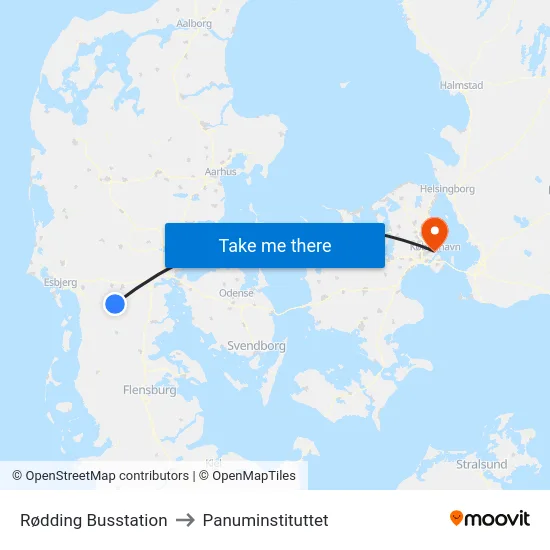 Rødding Busstation to Panuminstituttet map