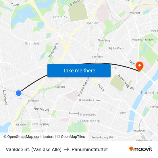 Vanløse St. (Vanløse Allé) to Panuminstituttet map