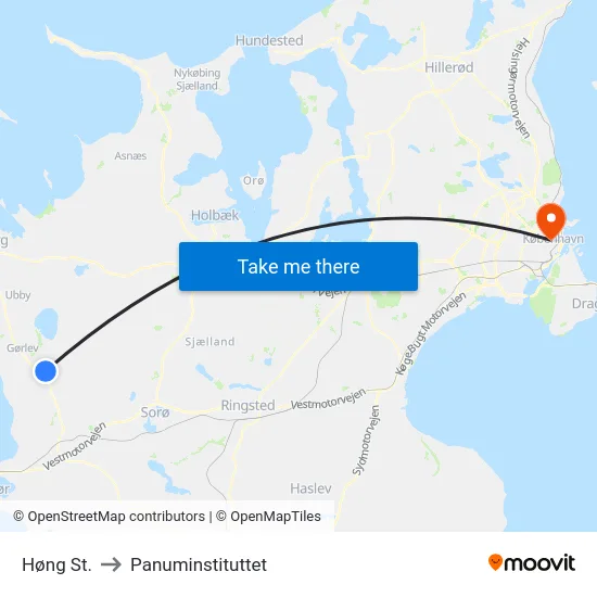 Høng St. to Panuminstituttet map
