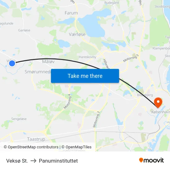 Veksø St. to Panuminstituttet map