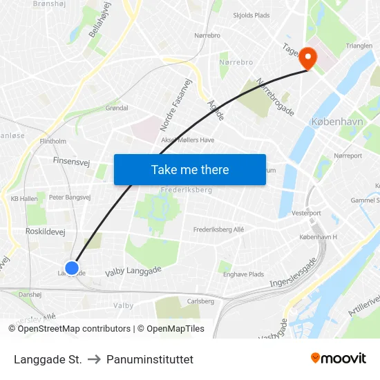 Langgade St. to Panuminstituttet map