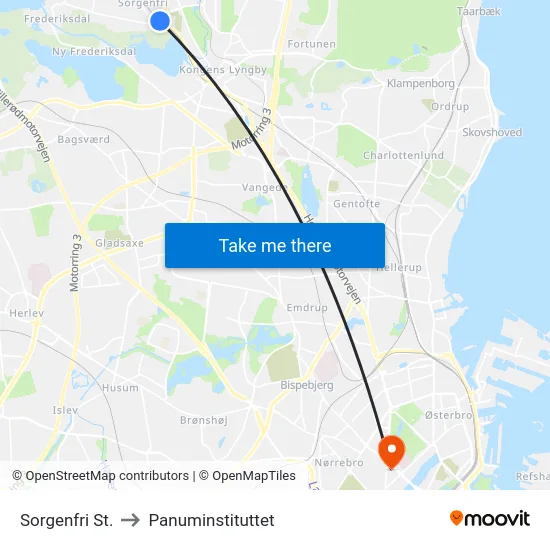 Sorgenfri St. to Panuminstituttet map