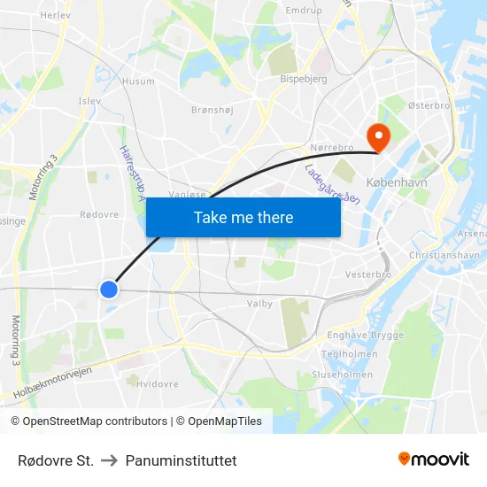 Rødovre St. to Panuminstituttet map