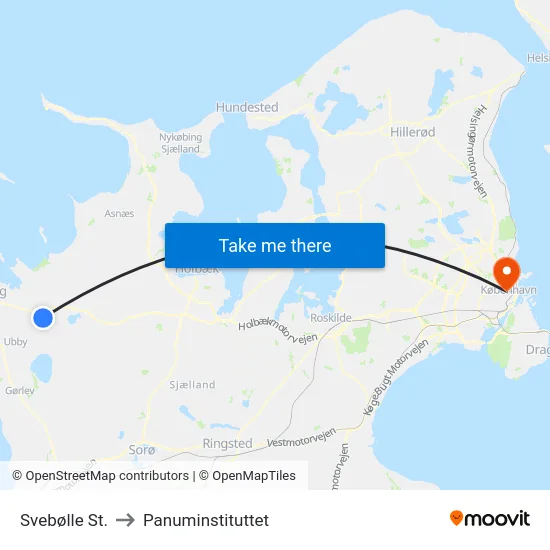 Svebølle St. to Panuminstituttet map